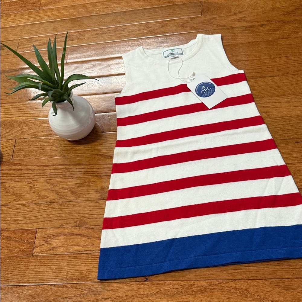 NWT Red and Blue Striped Sleeveless Dress